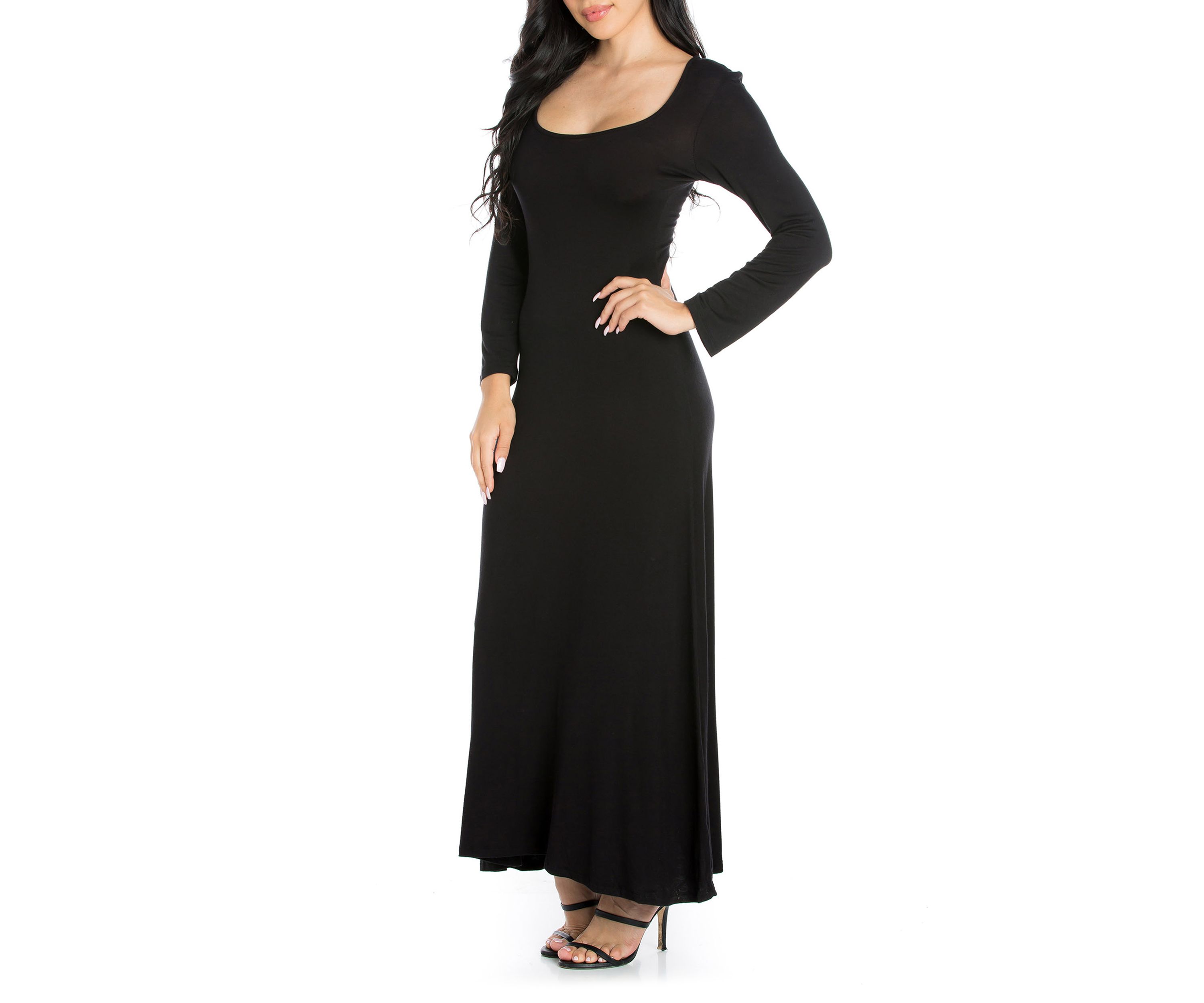 Womens V-Neck Long Sleeve Maxi Dress