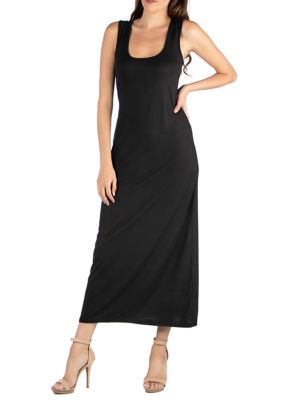 24seven Comfort Apparel Women's Scoop Neck Maxi Dress
