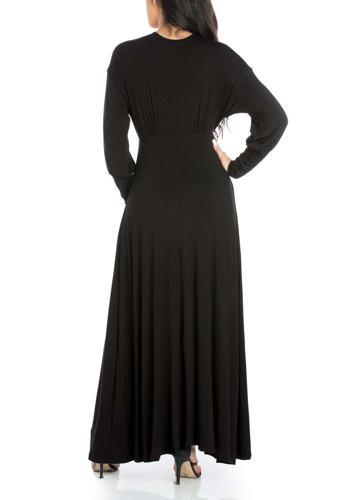 Womens V-Neck Long Sleeve Maxi Dress