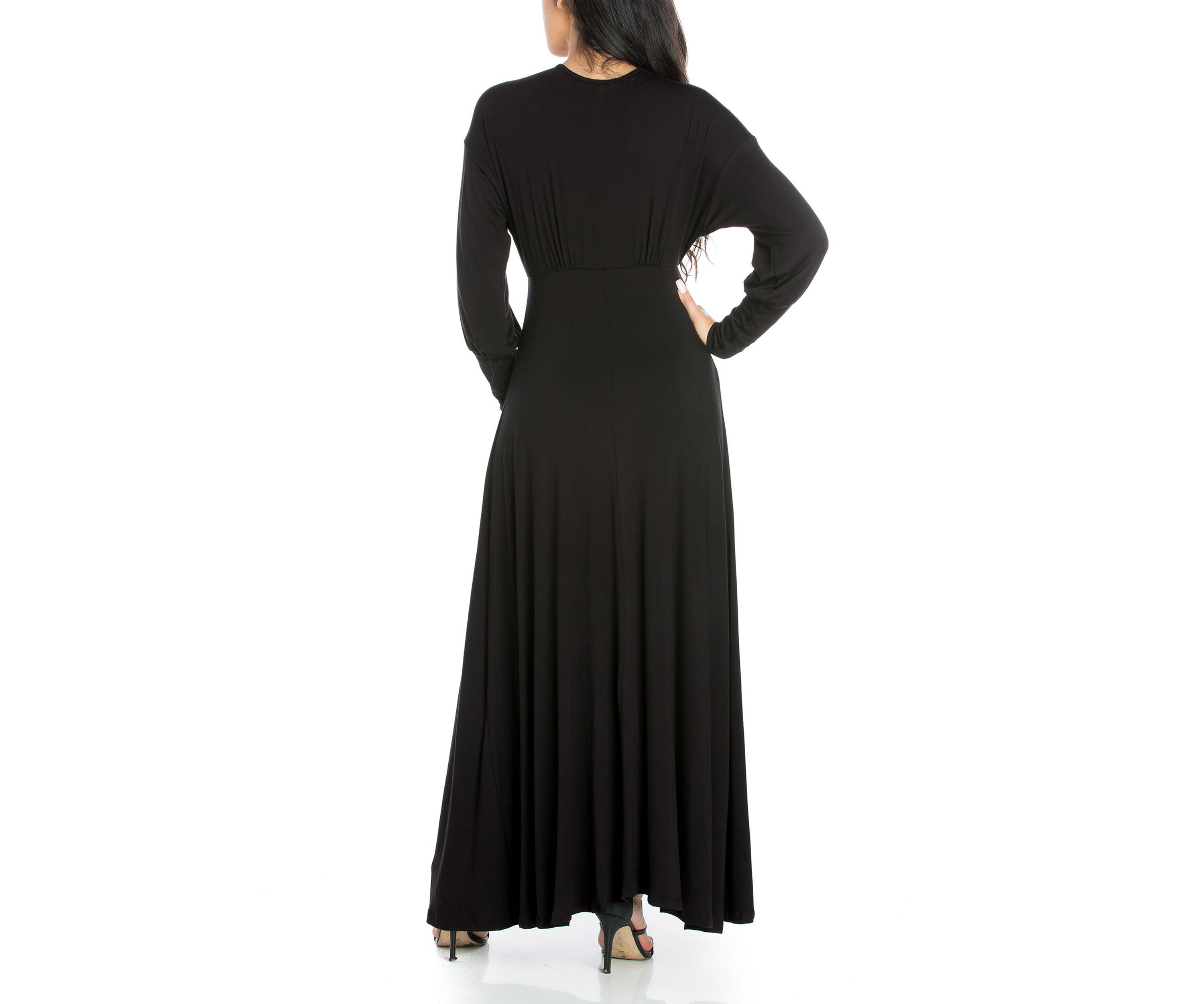 Womens V-Neck Long Sleeve Maxi Dress