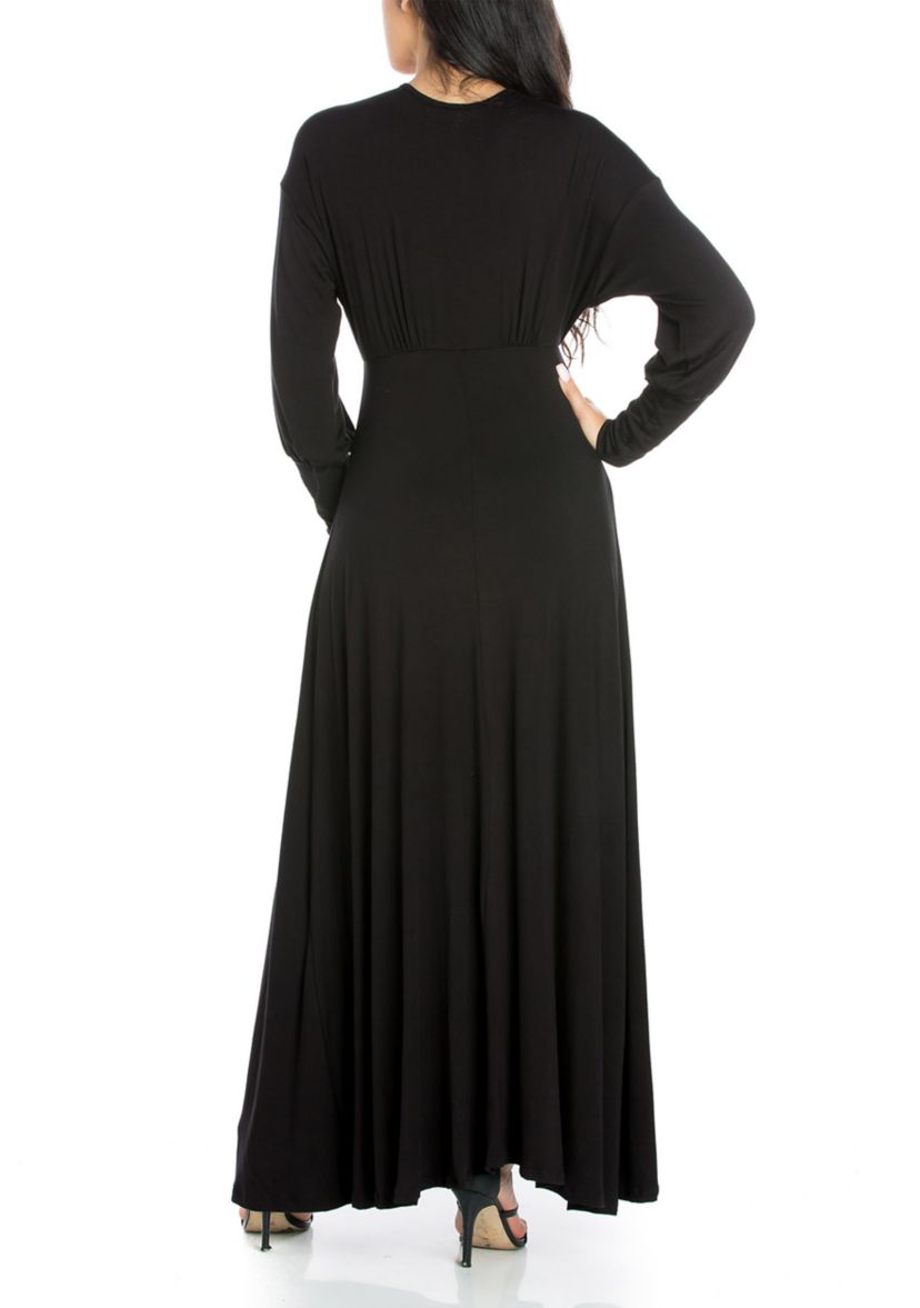 Womens V-Neck Long Sleeve Maxi Dress