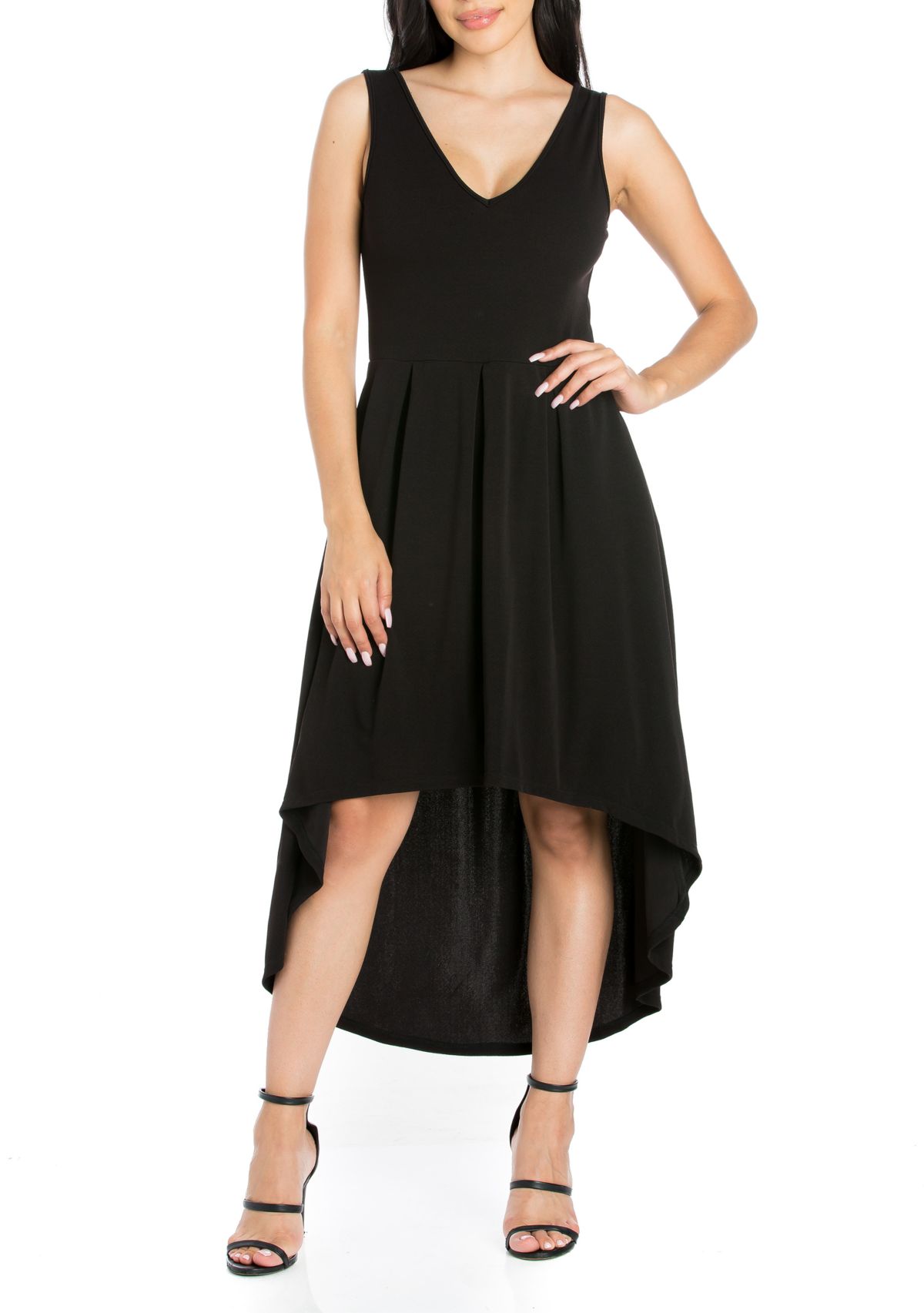 Modern Classic High Low Little Black Dress with Pockets