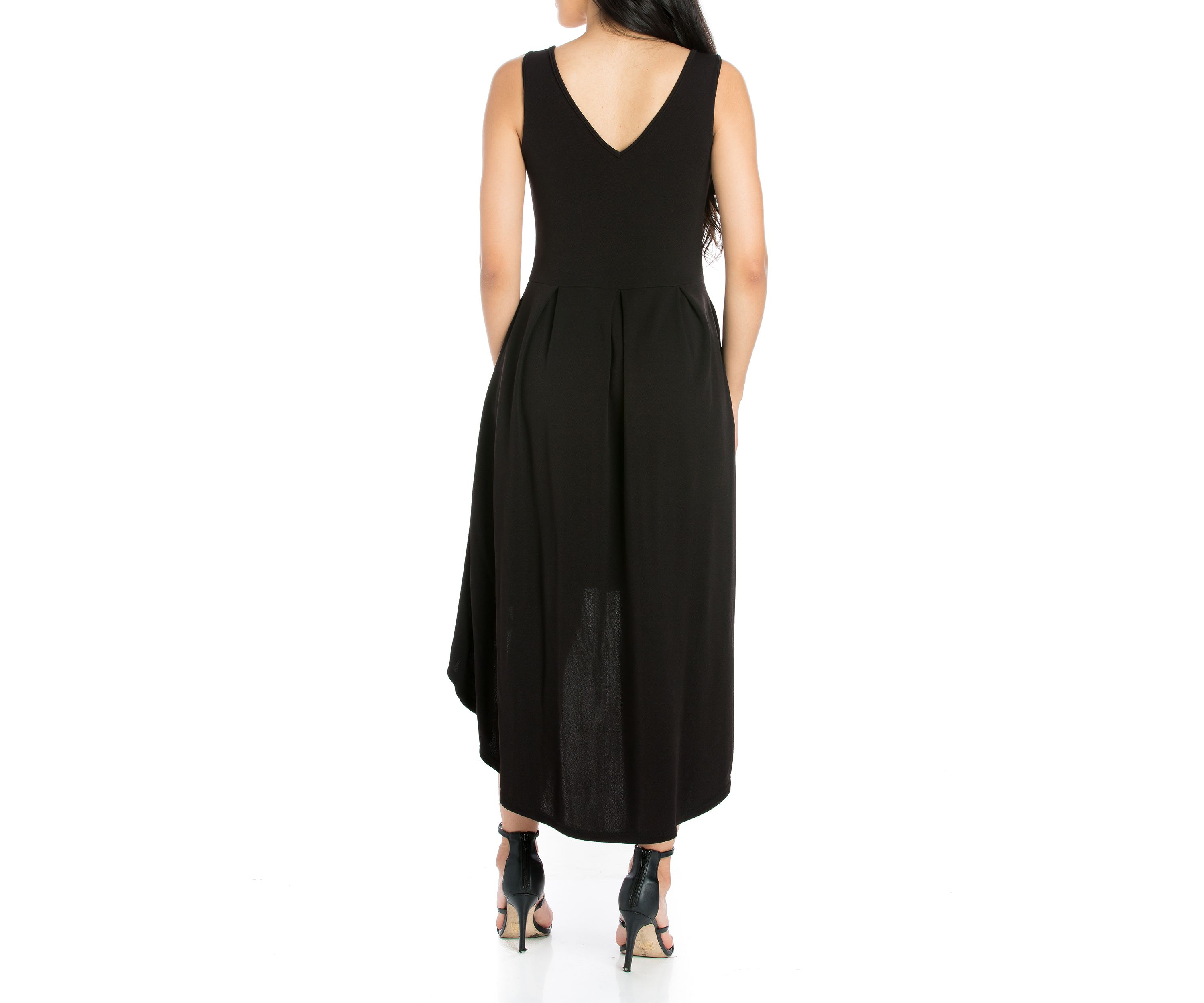 Modern Classic High Low Little Black Dress with Pockets