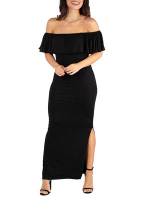 Ruffle Off The Shoulder Maxi Dress