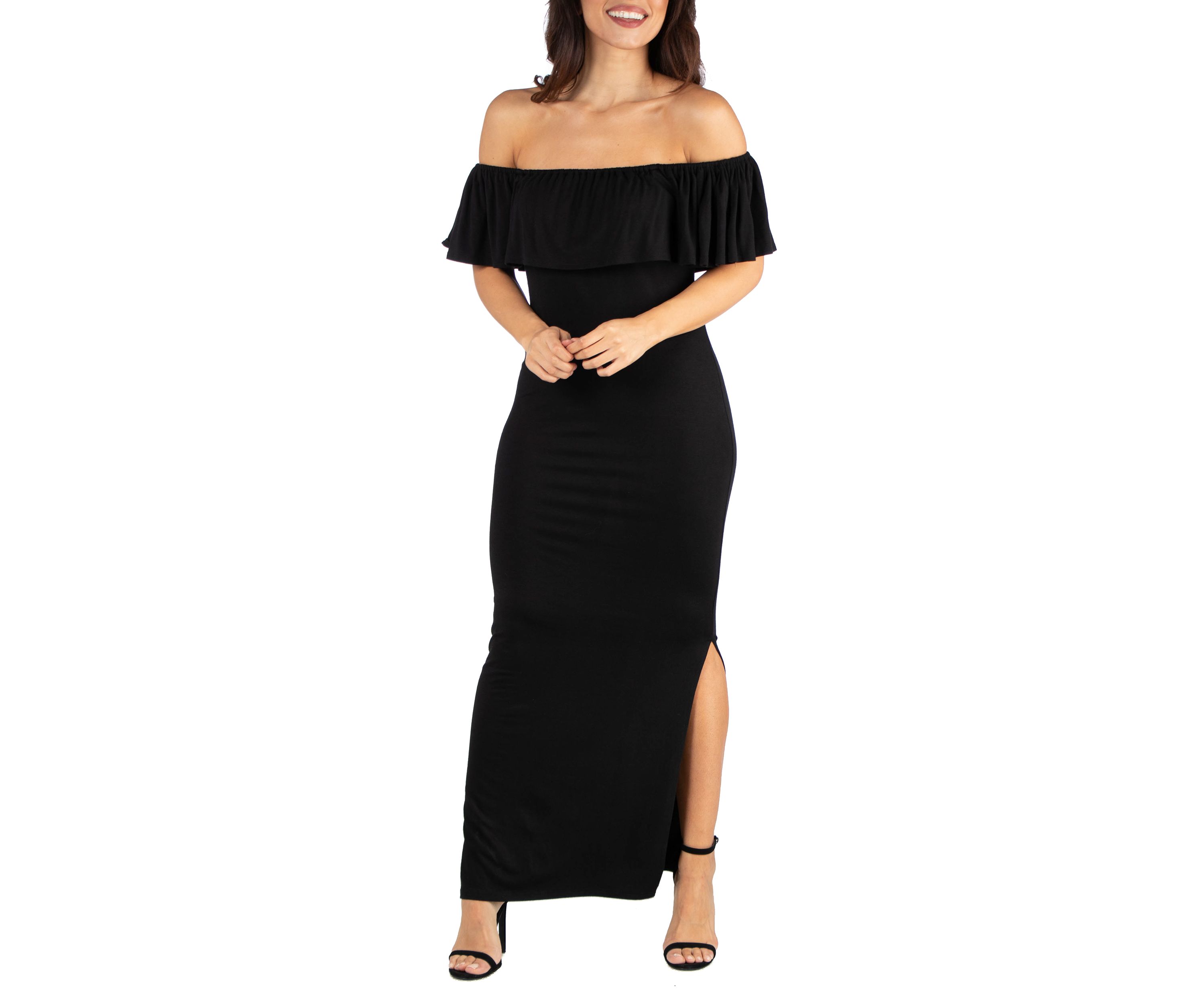 Ruffle Off The Shoulder Maxi Dress