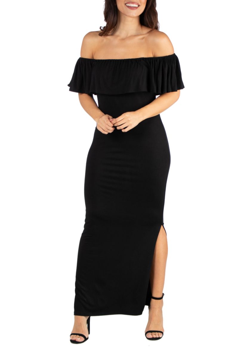 Ruffle Off The Shoulder Maxi Dress