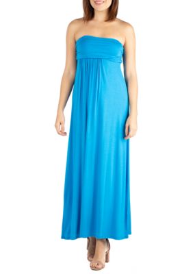24seven Comfort Apparel Women's Strapless Maxi Dress, Turquoise, XL