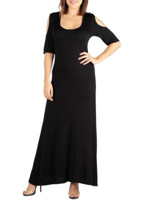 Elbow Length Sleeve Cold Shoulder Maxi Dress