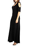 Elbow Length Sleeve Cold Shoulder Maxi Dress