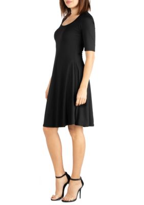 Elbow Sleeve Knee Length Dress