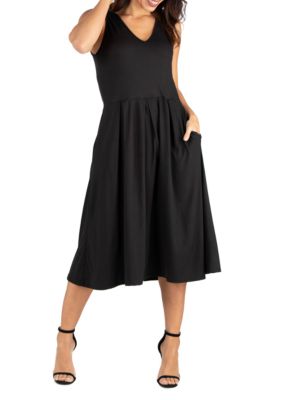 Sleeveless Midi Fit and Flare Pocket Dress