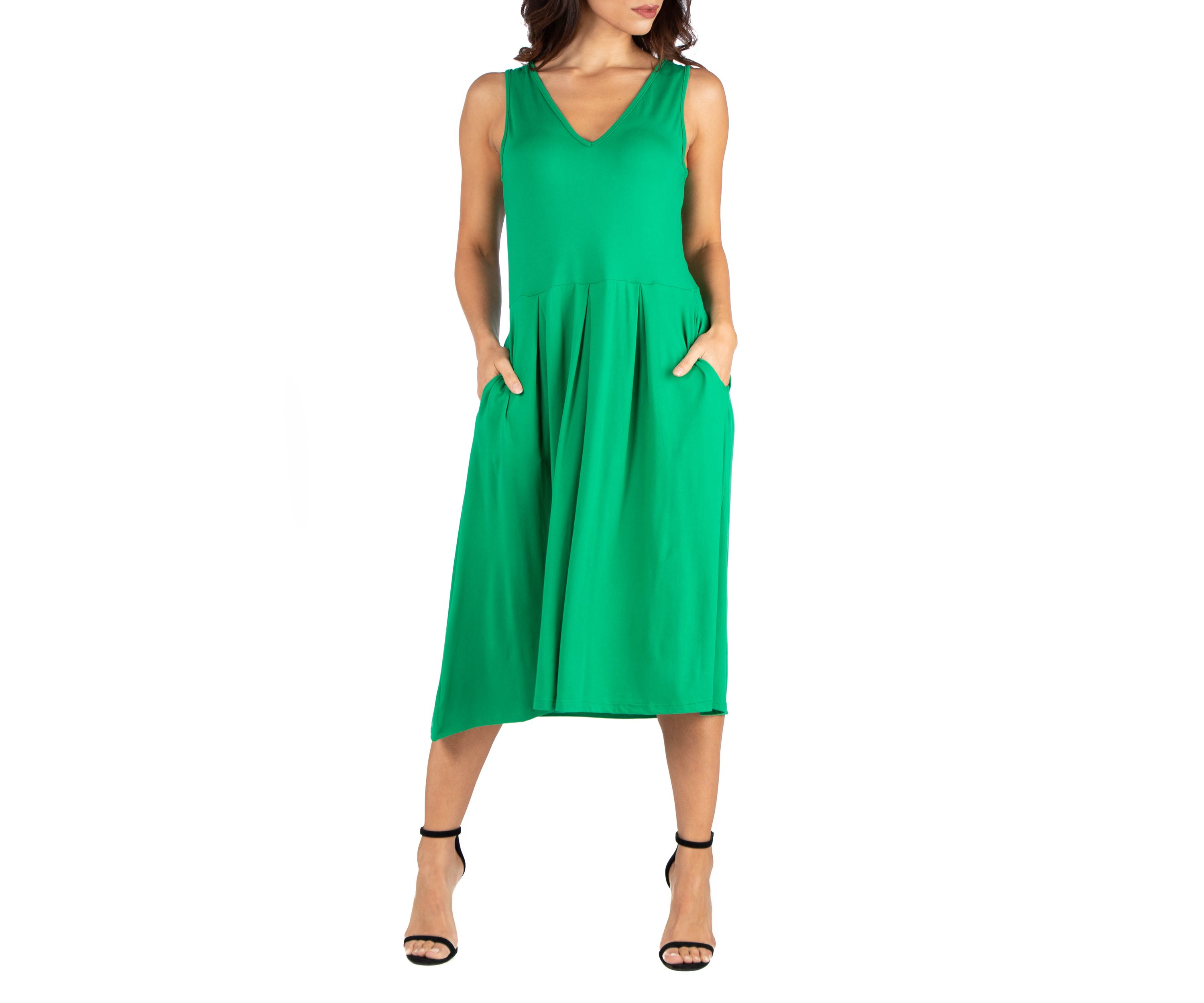 Sleeveless Midi Fit and Flare Pocket Dress