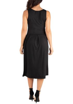 Sleeveless Midi Fit and Flare Pocket Dress