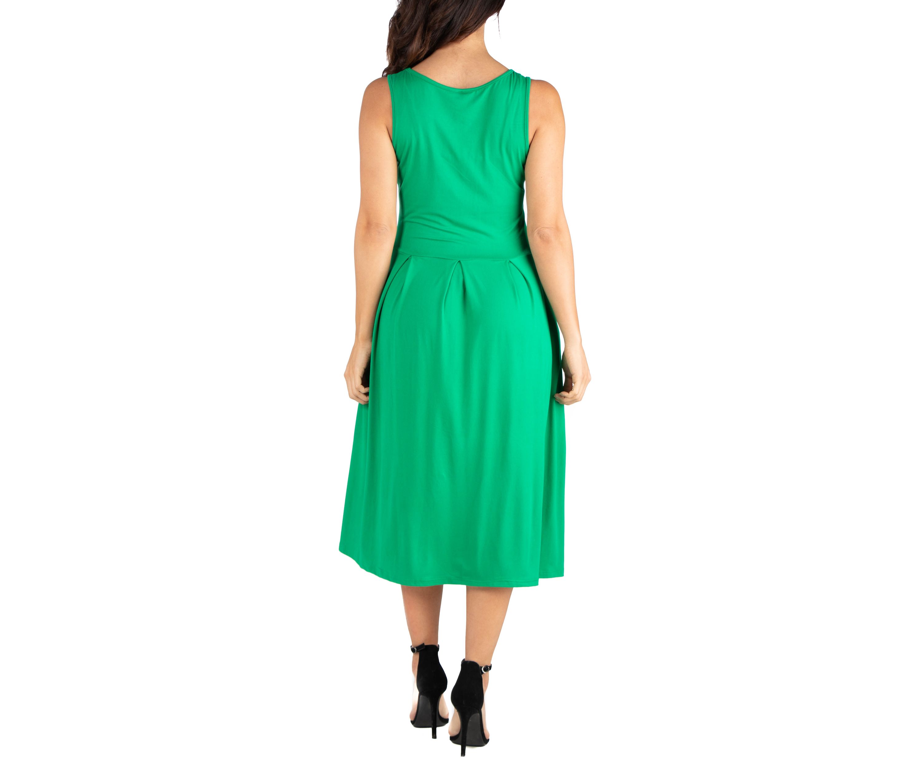 Sleeveless Midi Fit and Flare Pocket Dress