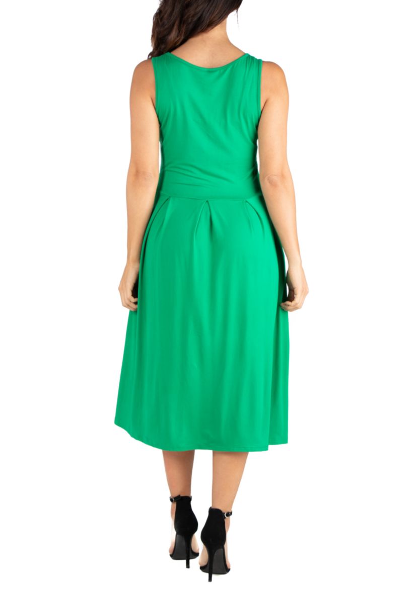 Sleeveless Midi Fit and Flare Pocket Dress