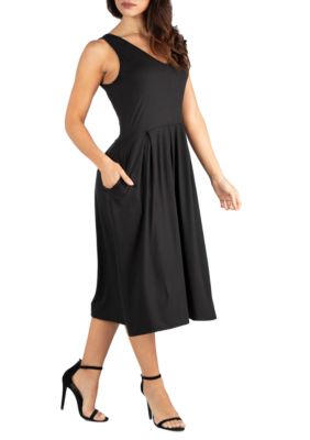Sleeveless Midi Fit and Flare Pocket Dress