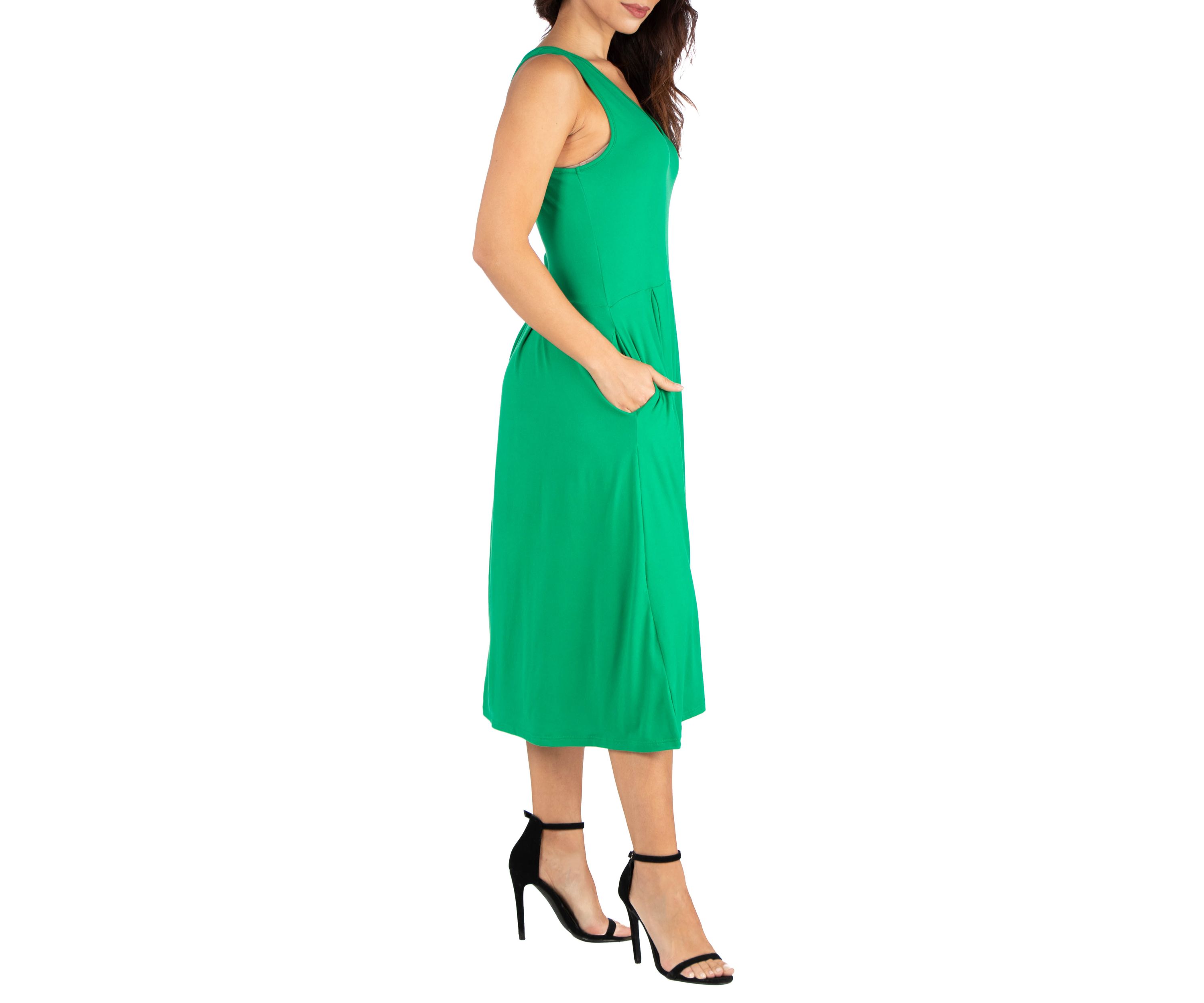 Sleeveless Midi Fit and Flare Pocket Dress
