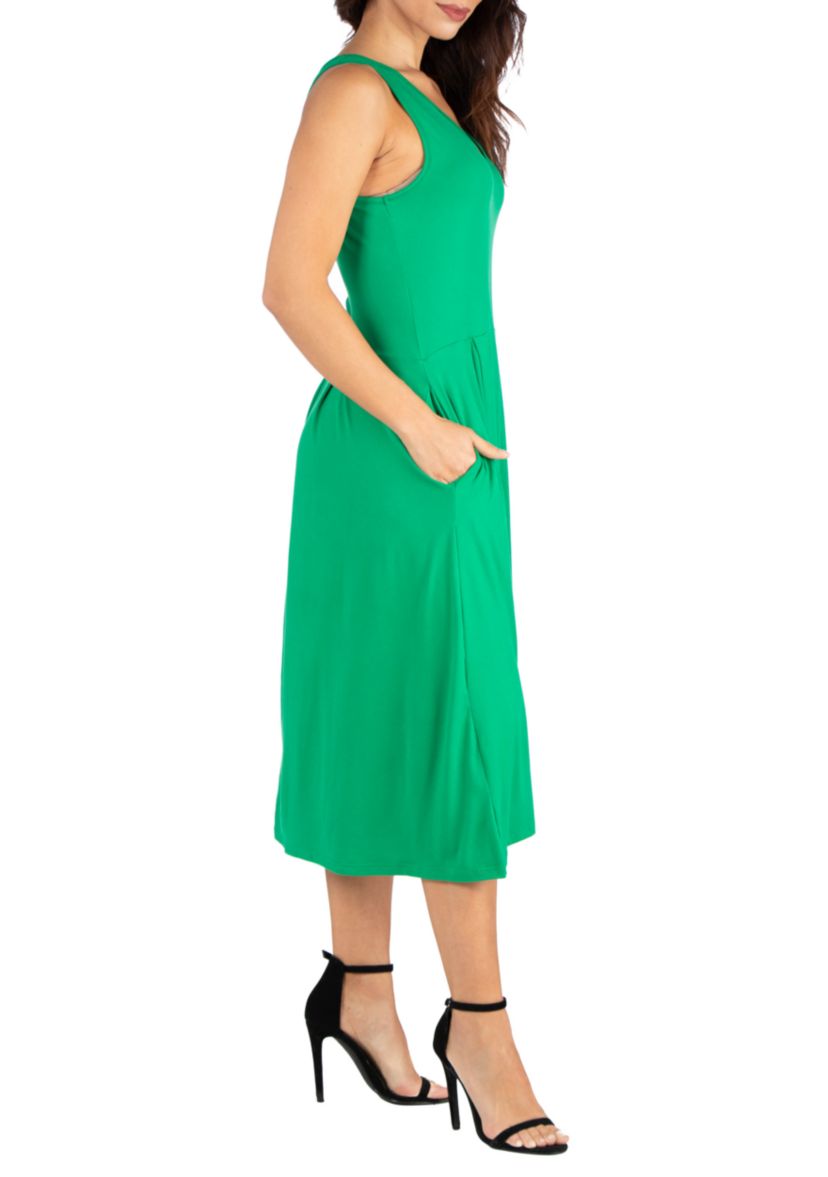 Sleeveless Midi Fit and Flare Pocket Dress