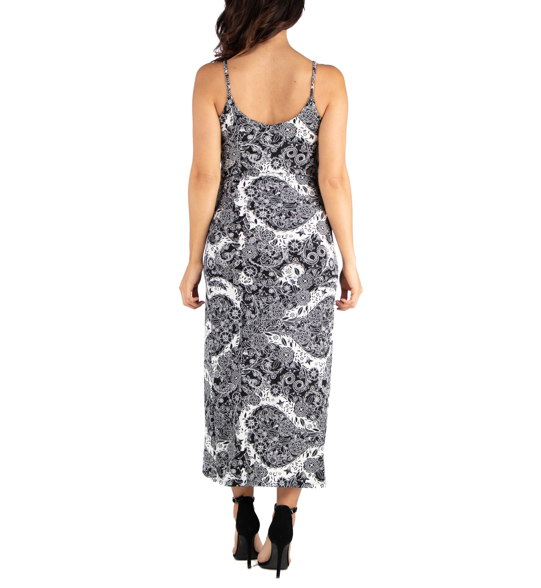Black and White Spaghetti Strap Midi Wrap Dress