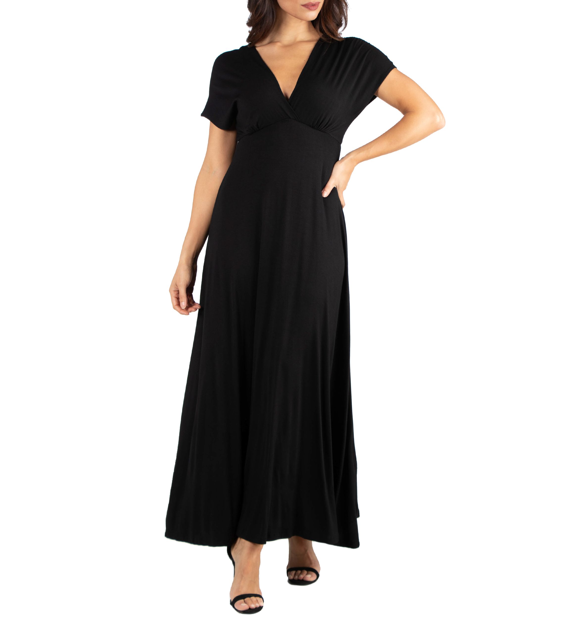 Empire Waist V Neck Maxi Dress