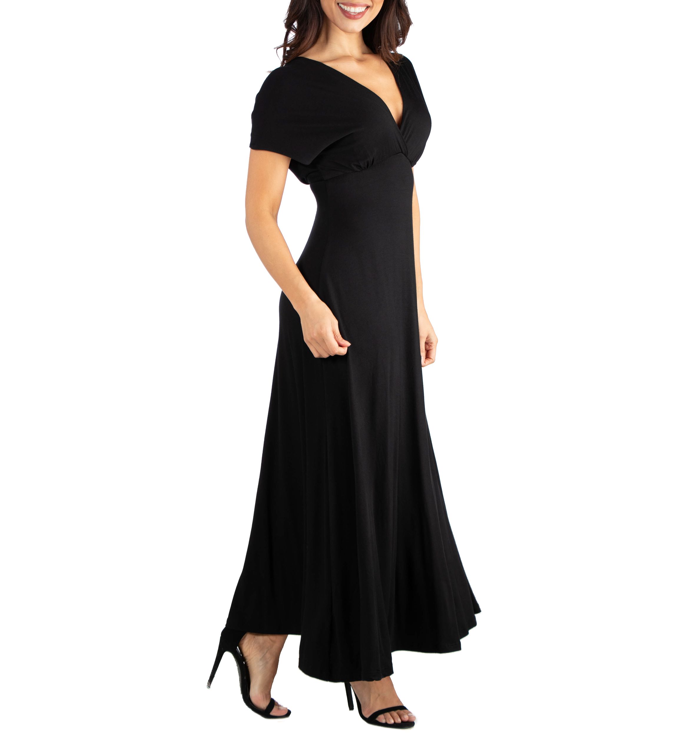 Empire Waist V Neck Maxi Dress