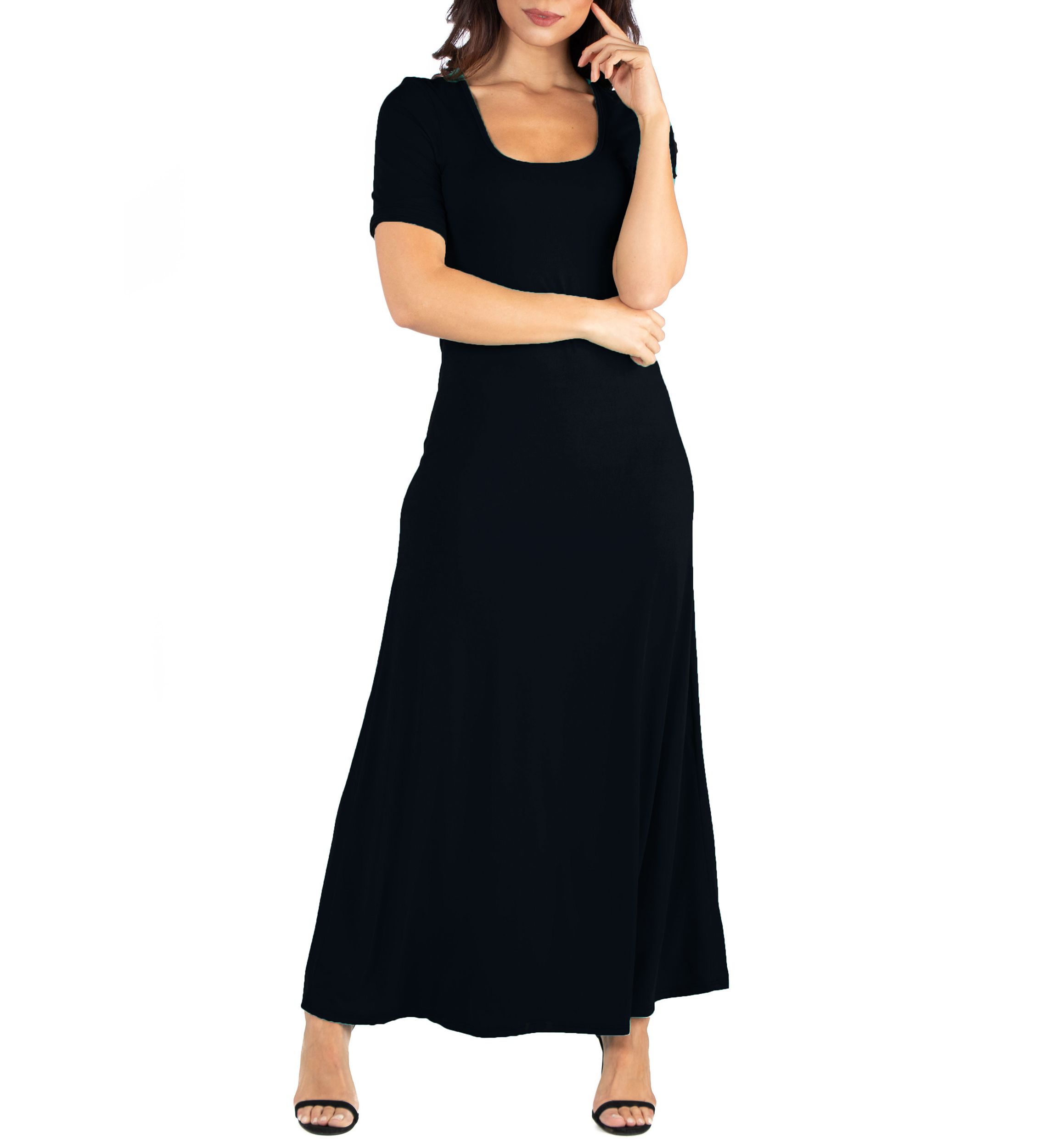 Elbow Length Sleeve Maxi Dress