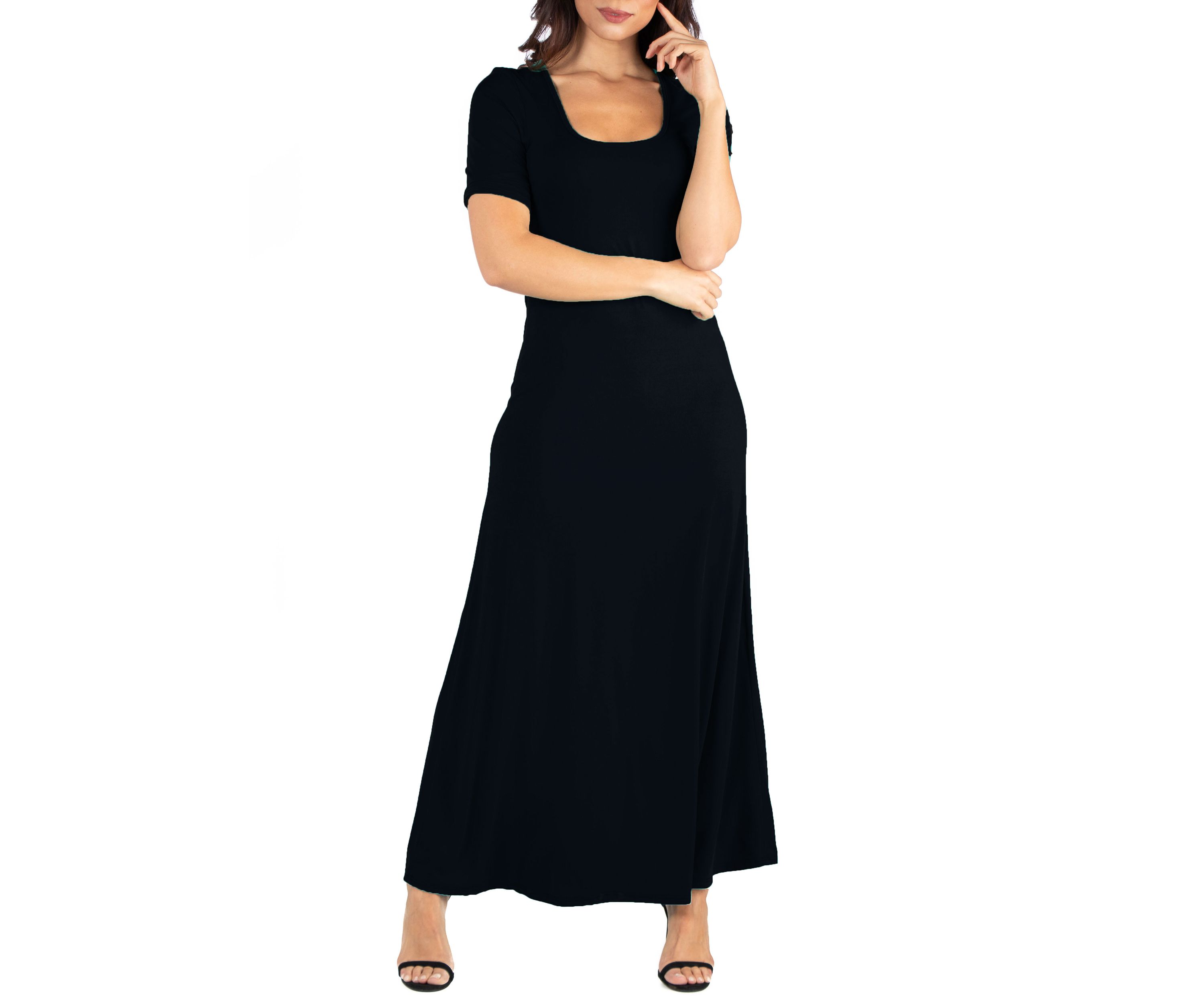 Elbow Length Sleeve Maxi Dress