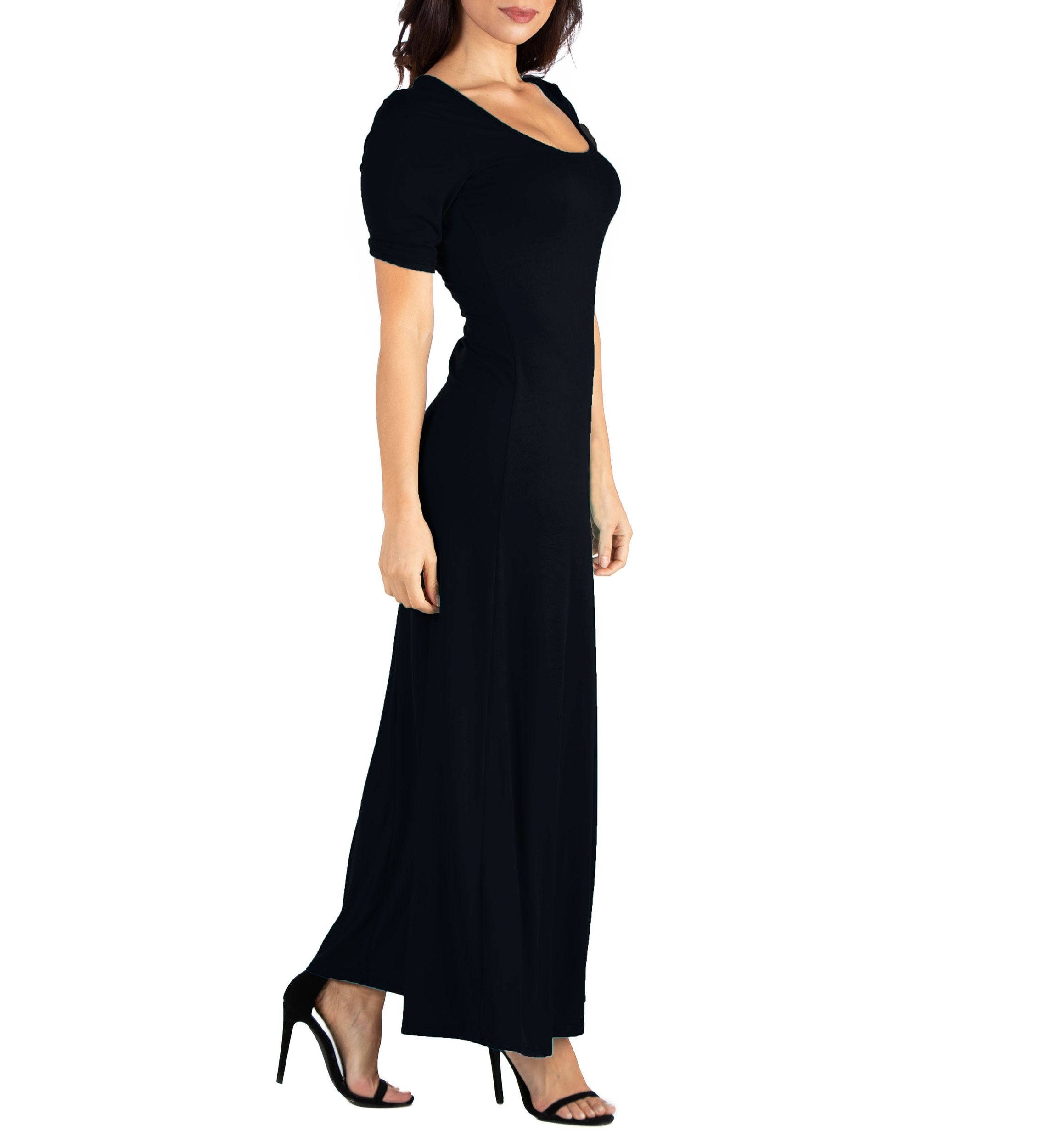 Elbow Length Sleeve Maxi Dress