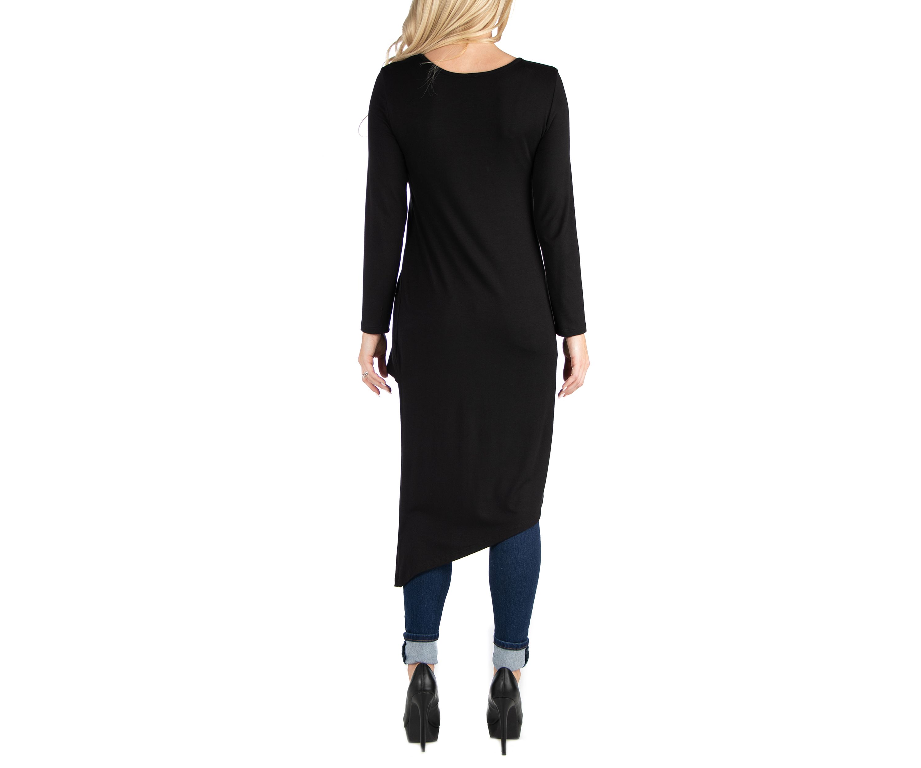 Womens Full Length Long Sleeve Asymmetric Hem Top