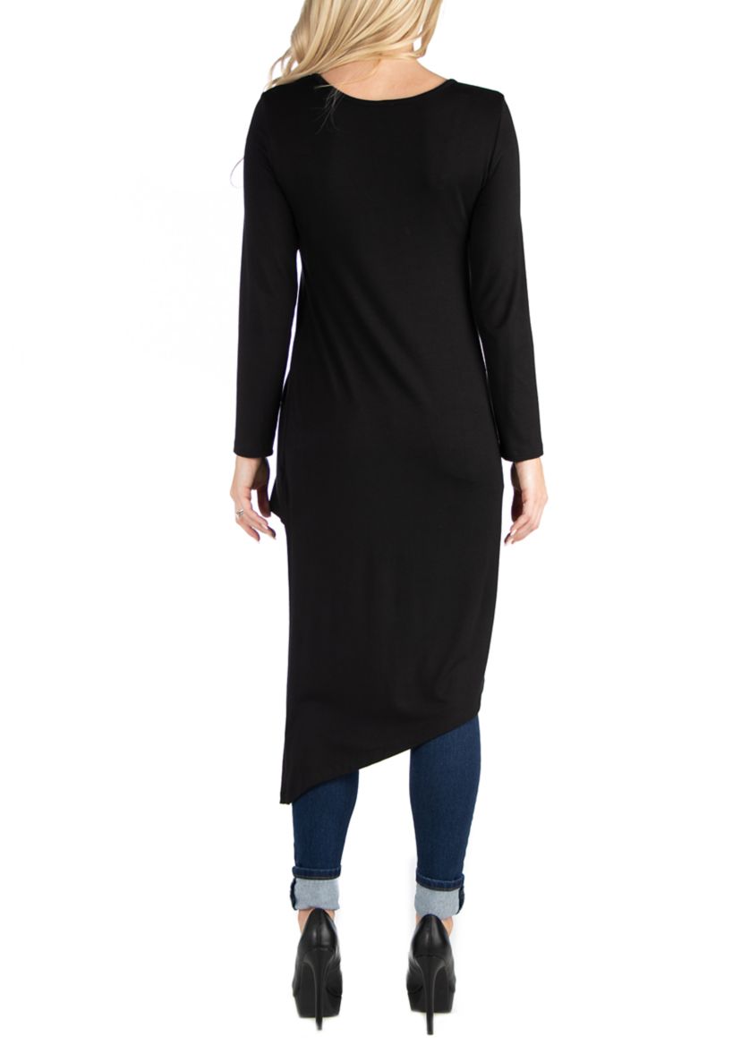Womens Full Length Long Sleeve Asymmetric Hem Top
