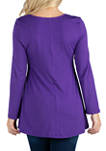 Womens Long Sleeve Solid Color Swing Style Flared Tunic Top