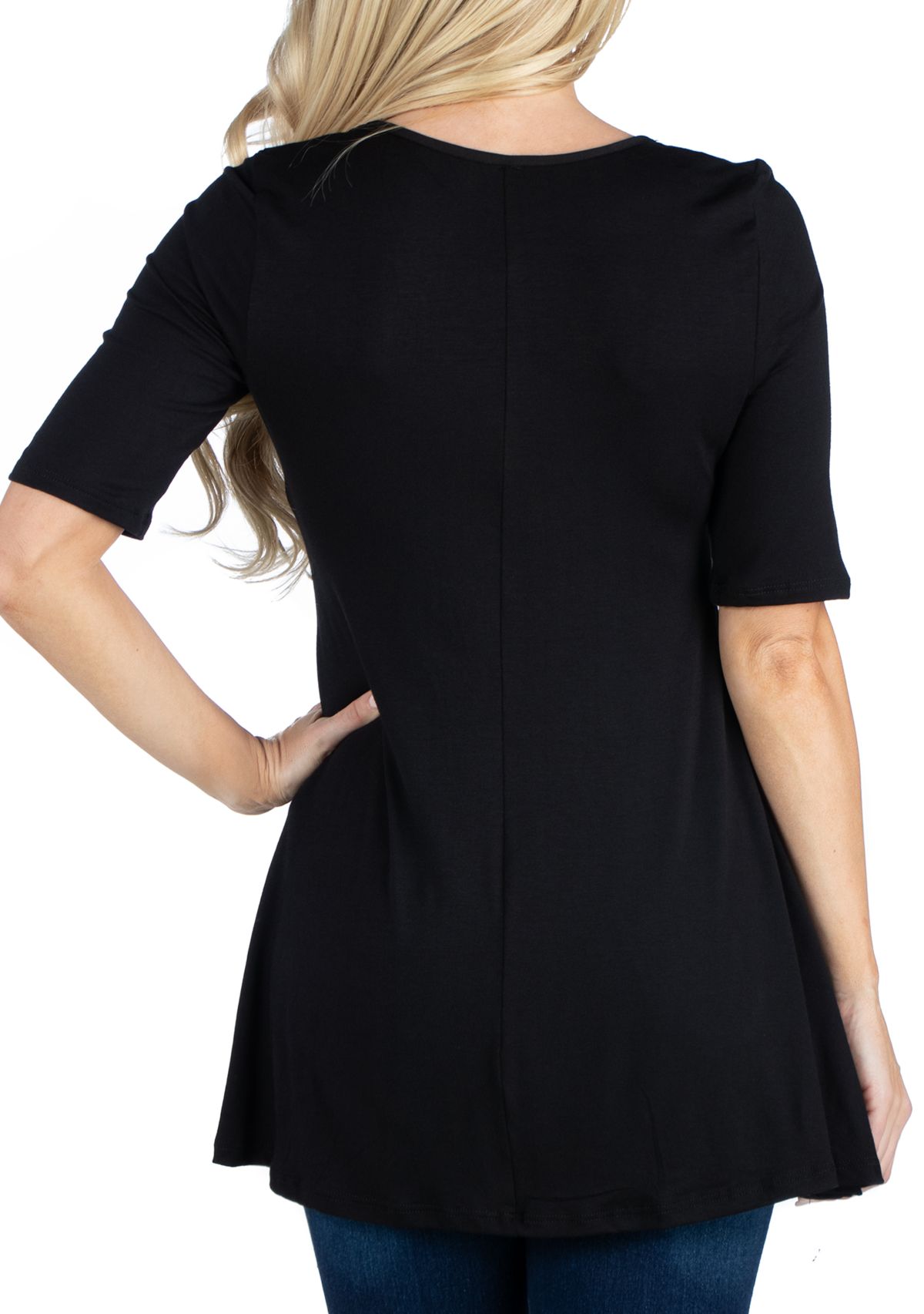 Womens Elbow Sleeve Swing Tunic Top