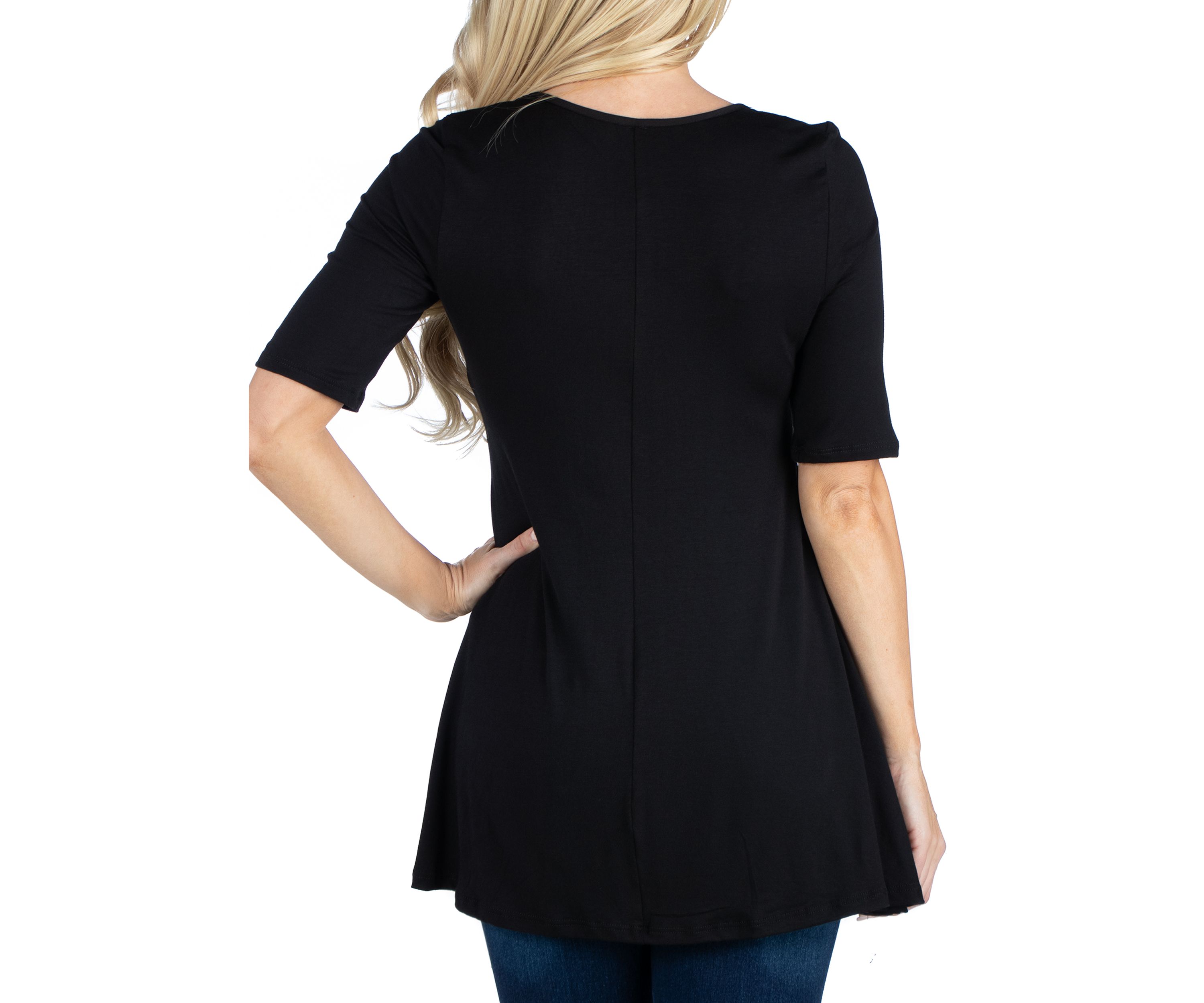 Womens Elbow Sleeve Swing Tunic Top