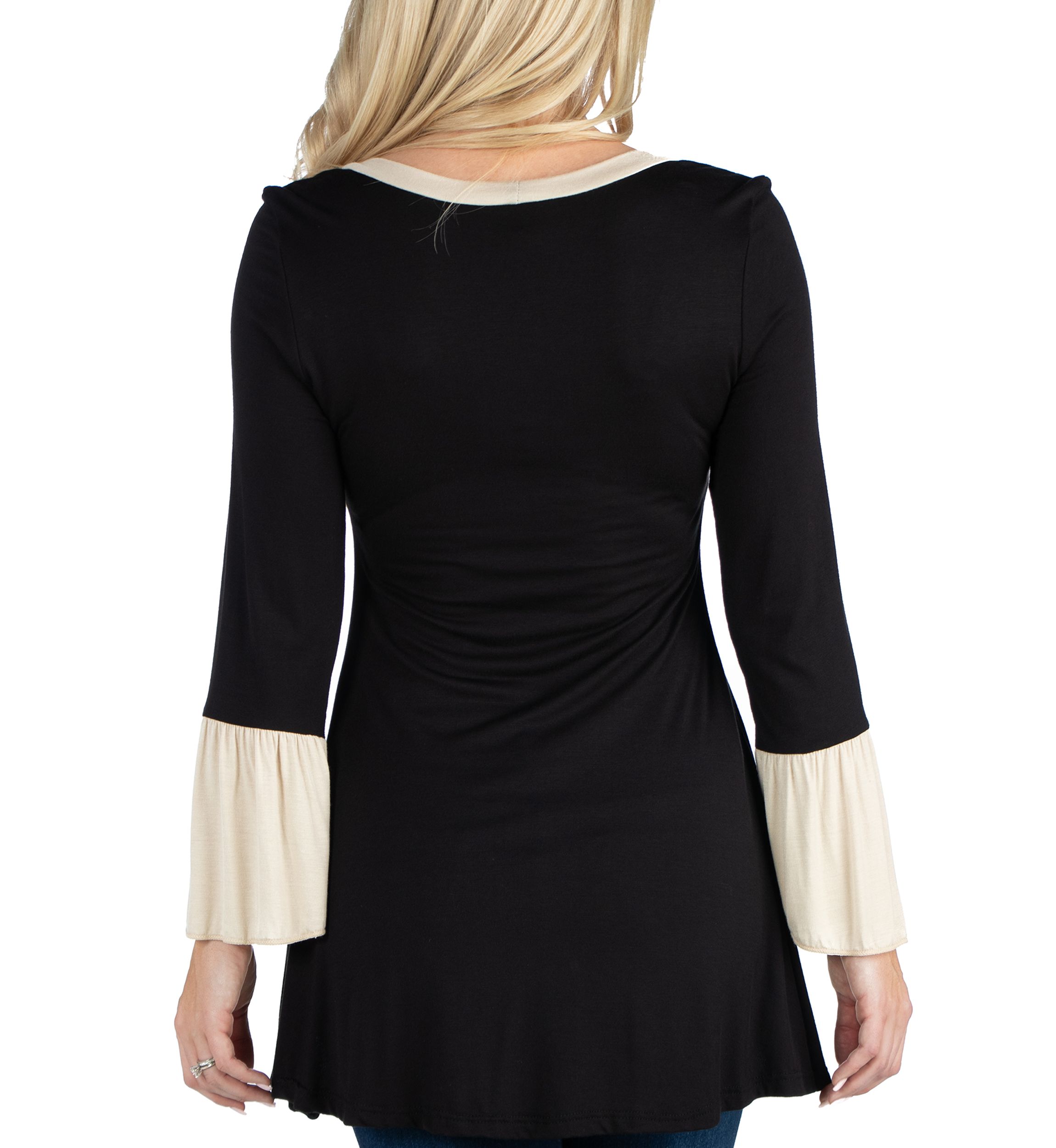 Womens Swing High Low Bell Sleeve Tunic Top