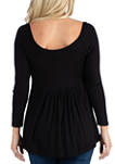 Womens Long Sleeve Square Neck Empire Waist Tunic Top