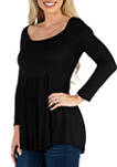 Womens Long Sleeve Square Neck Empire Waist Tunic Top