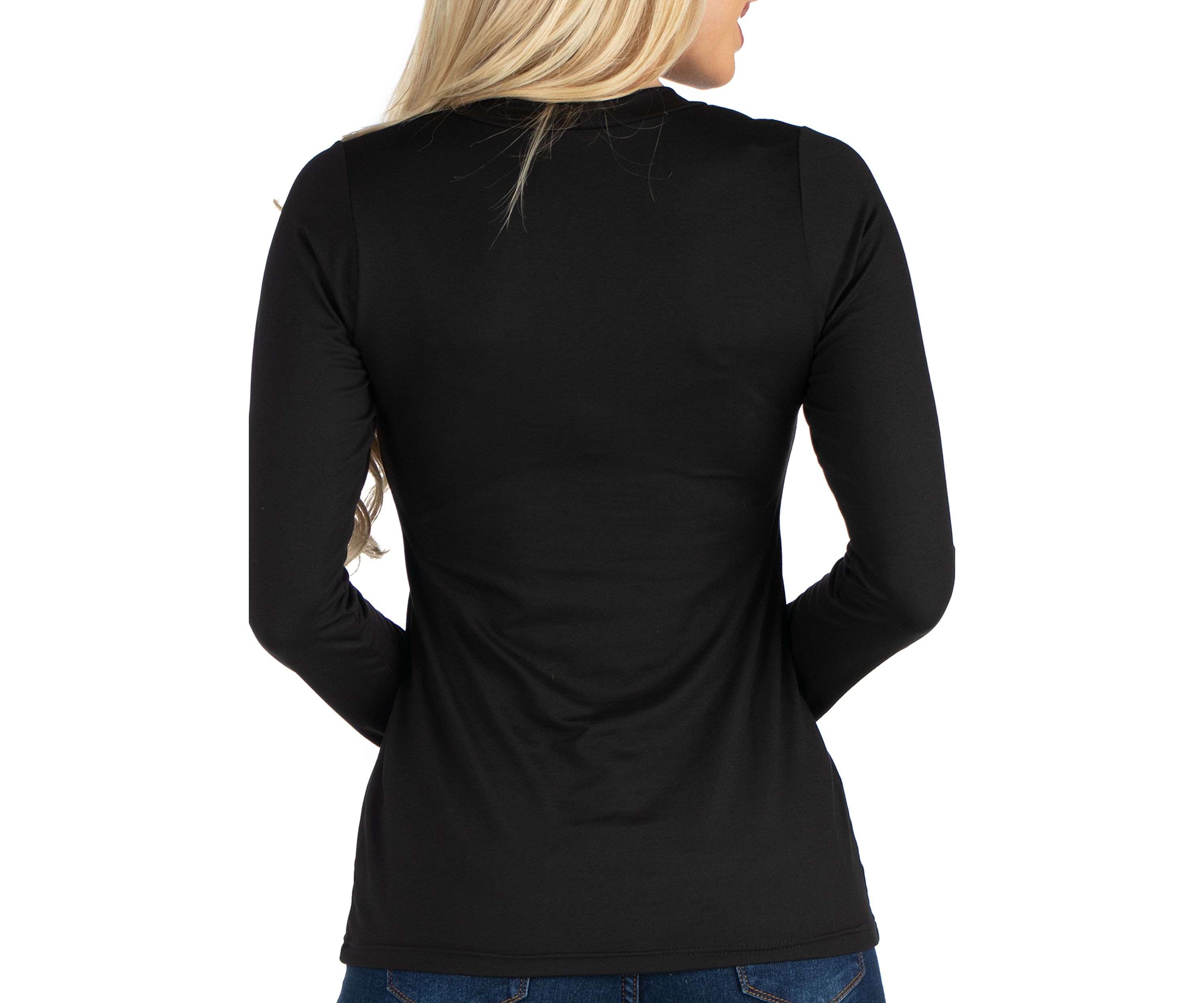 Womens Scoop Neck Long Sleeve Solid Color T-Shirt