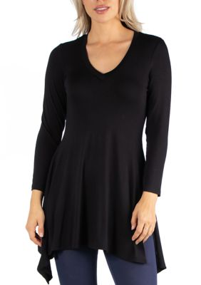 Women's Long Sleeve Side Slit Hem Tunic Top