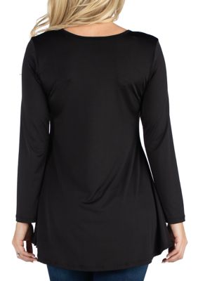 Women's Long Sleeve Button V-Neck Henley Top