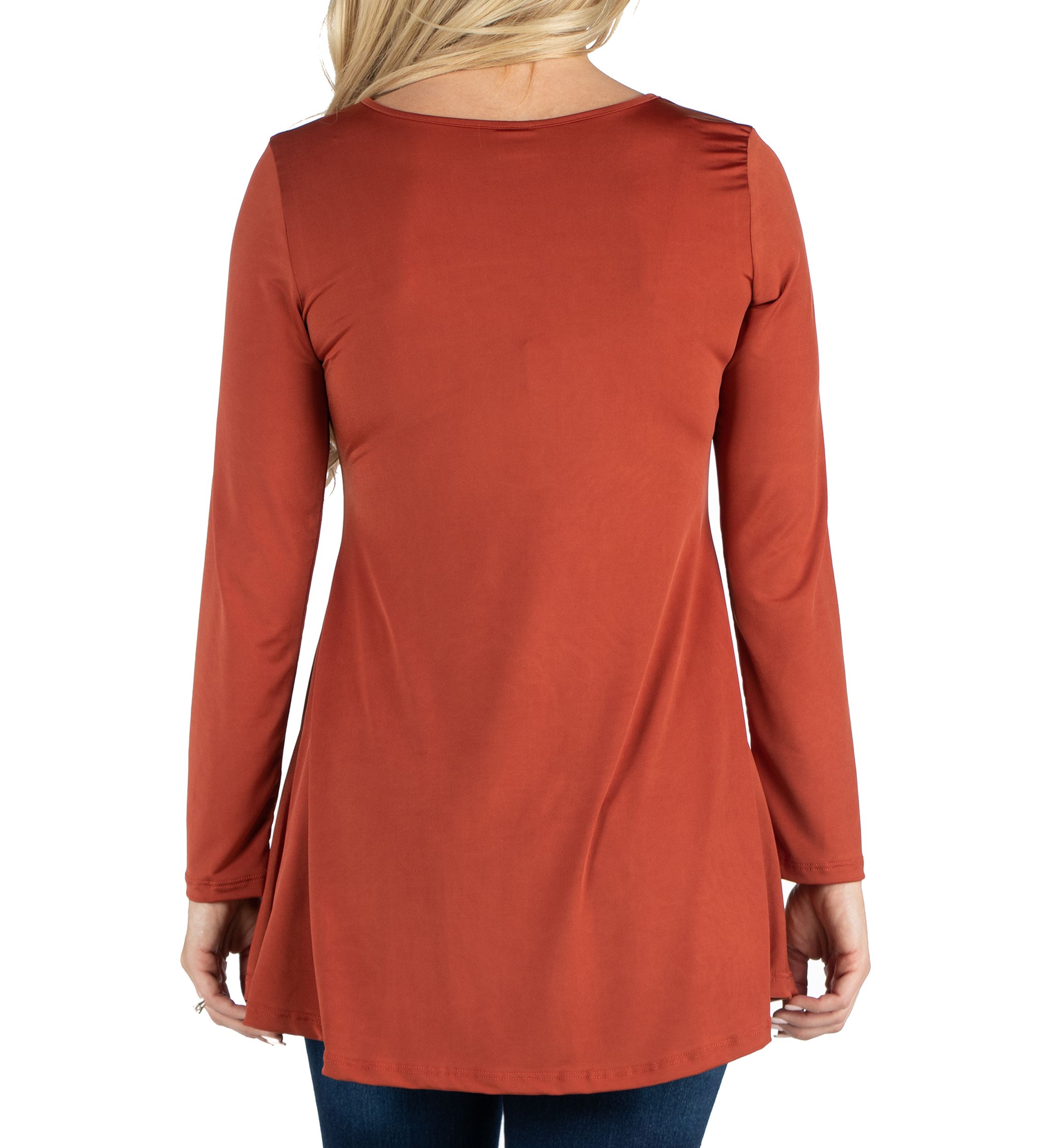 Womens Long Sleeve Button V-Neck Henley Top