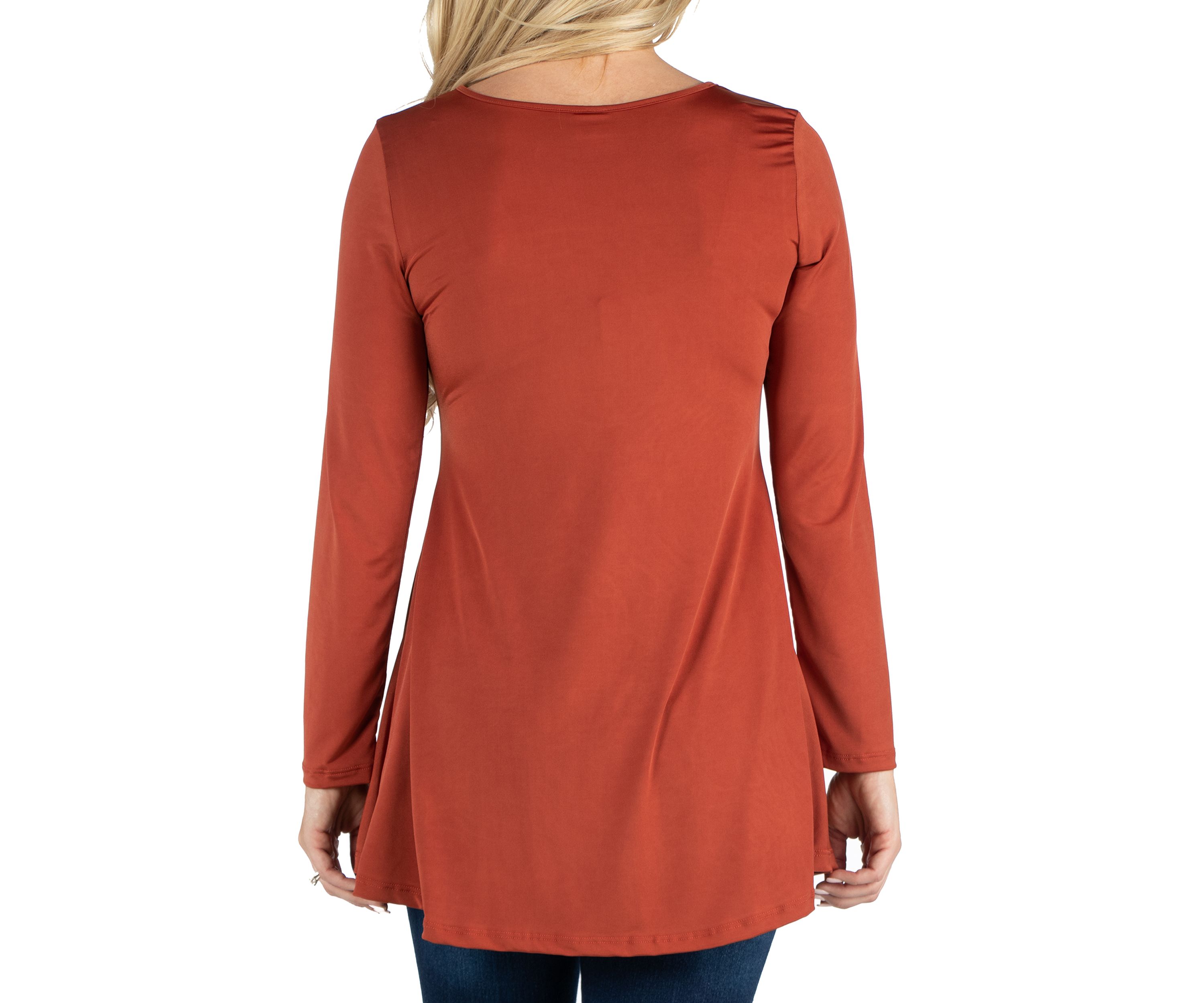 Womens Long Sleeve Button V-Neck Henley Top