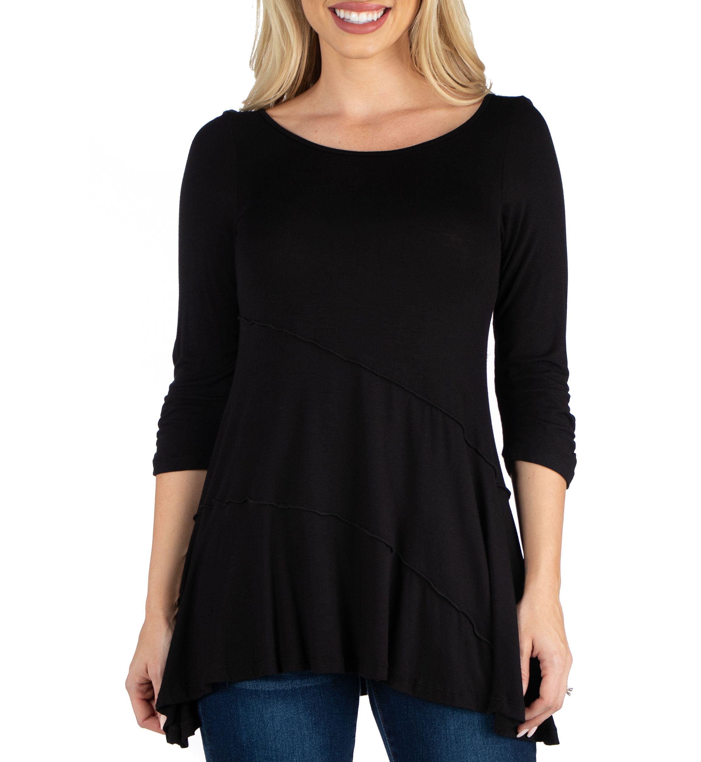 Womens 3/4 Sleeve Flared Tunic Top