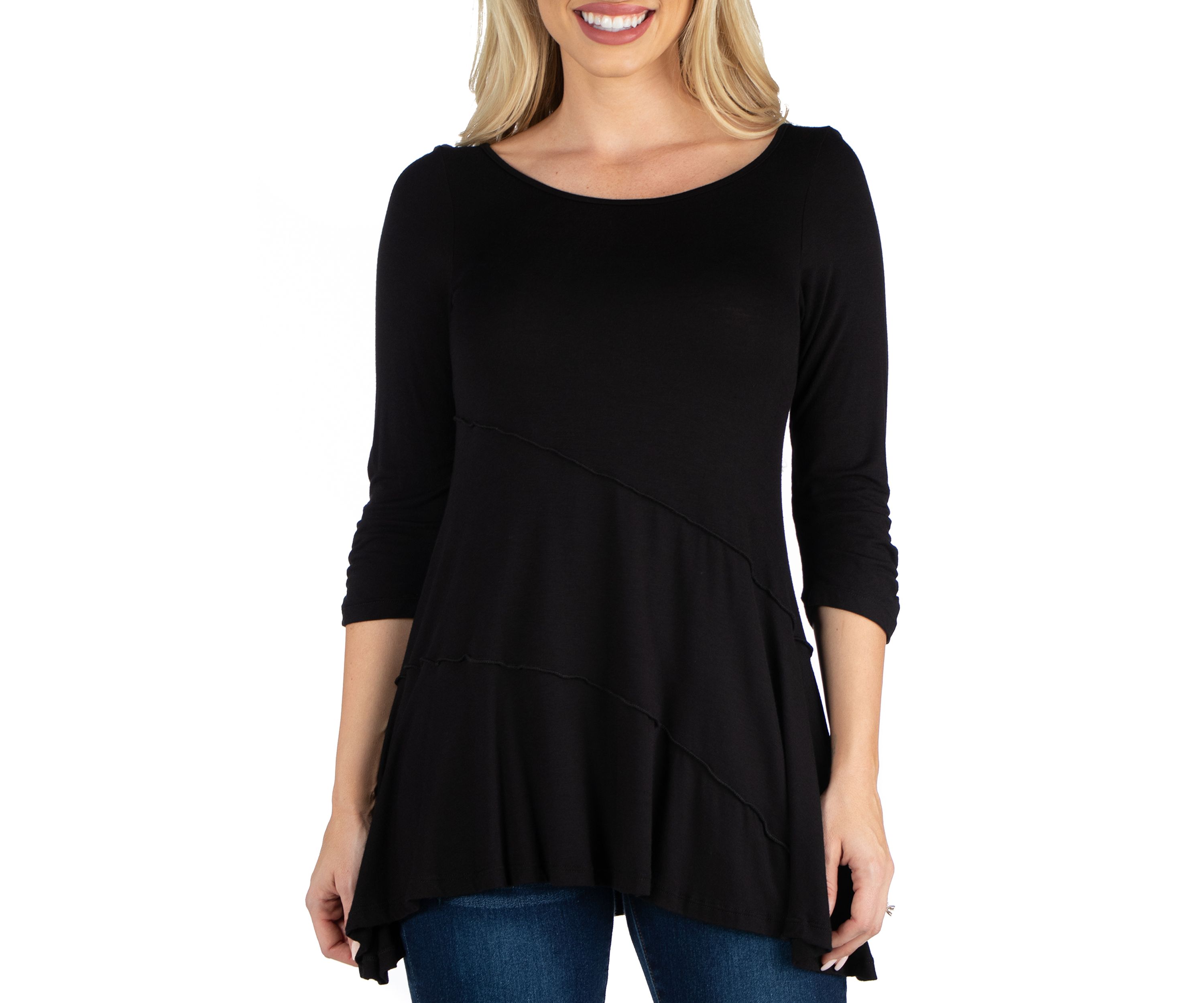 Womens 3/4 Sleeve Flared Tunic Top