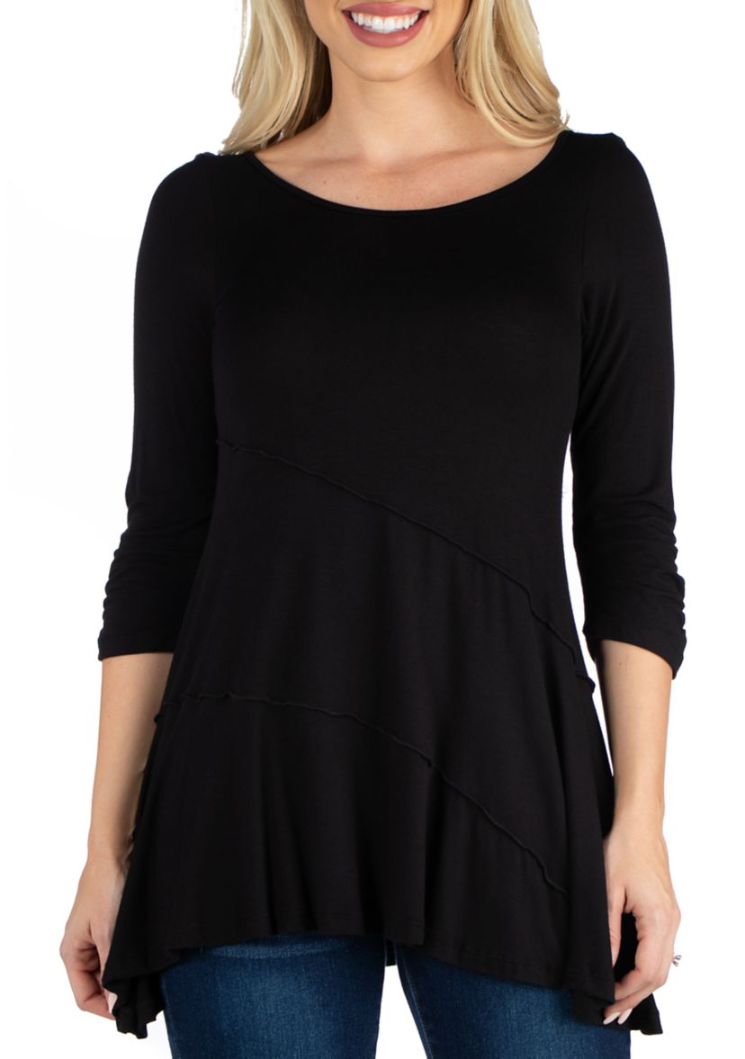 Womens 3/4 Sleeve Flared Tunic Top