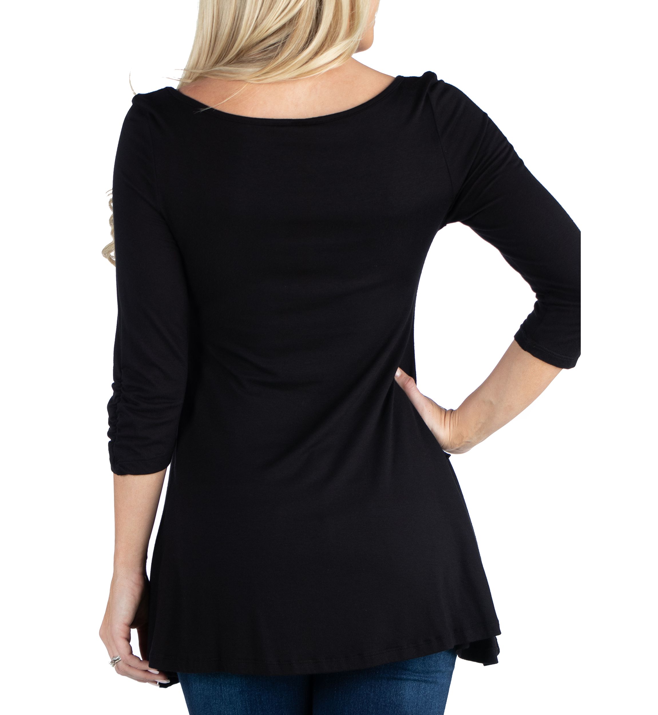 Womens 3/4 Sleeve Flared Tunic Top