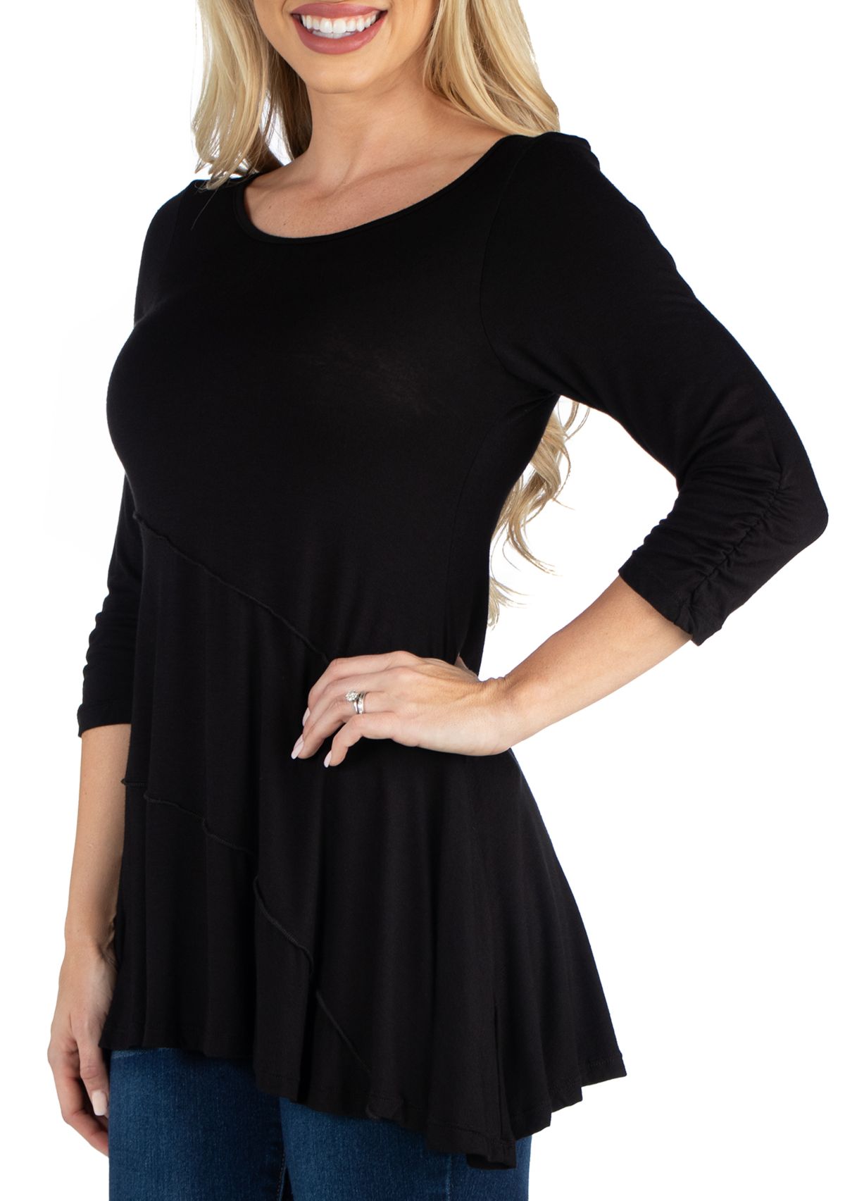 Womens 3/4 Sleeve Flared Tunic Top