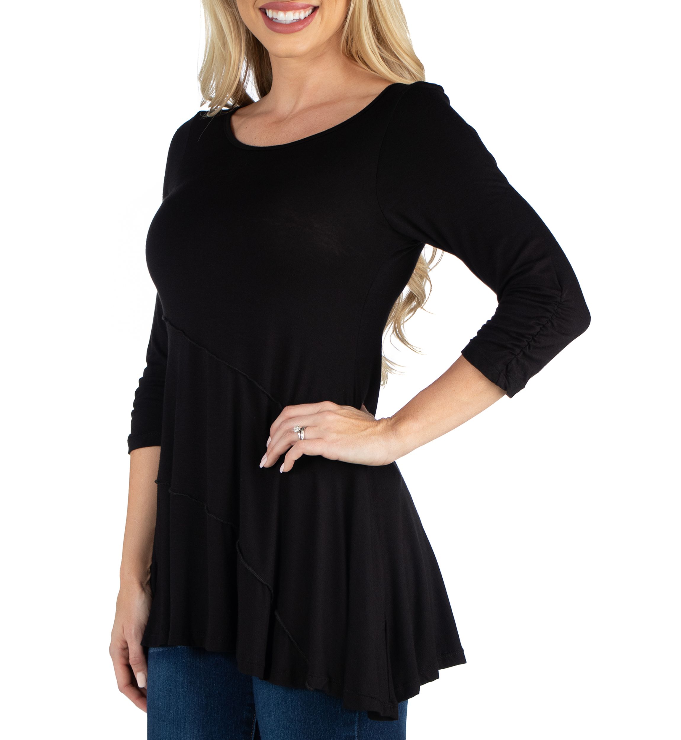Womens 3/4 Sleeve Flared Tunic Top