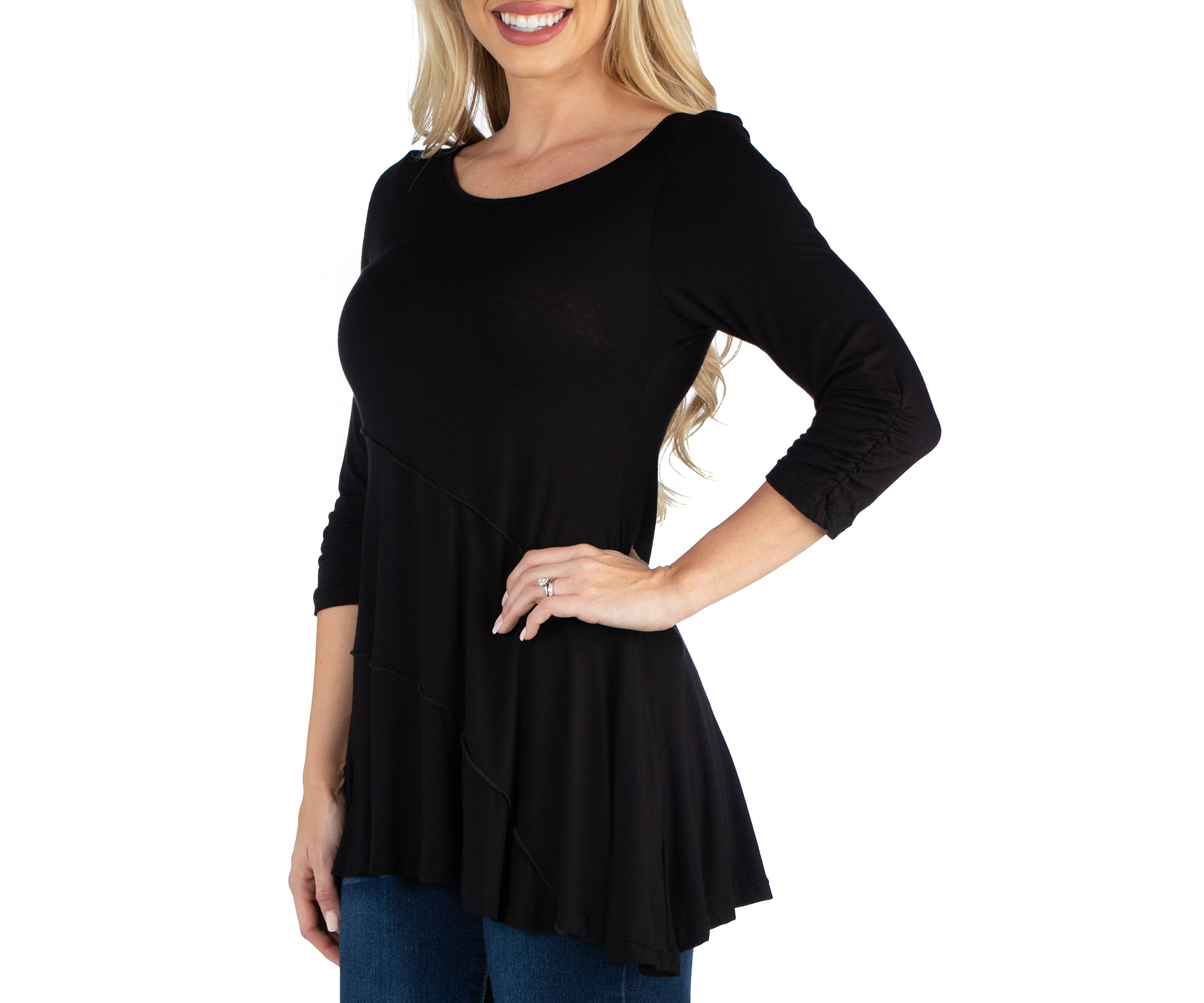 Womens 3/4 Sleeve Flared Tunic Top