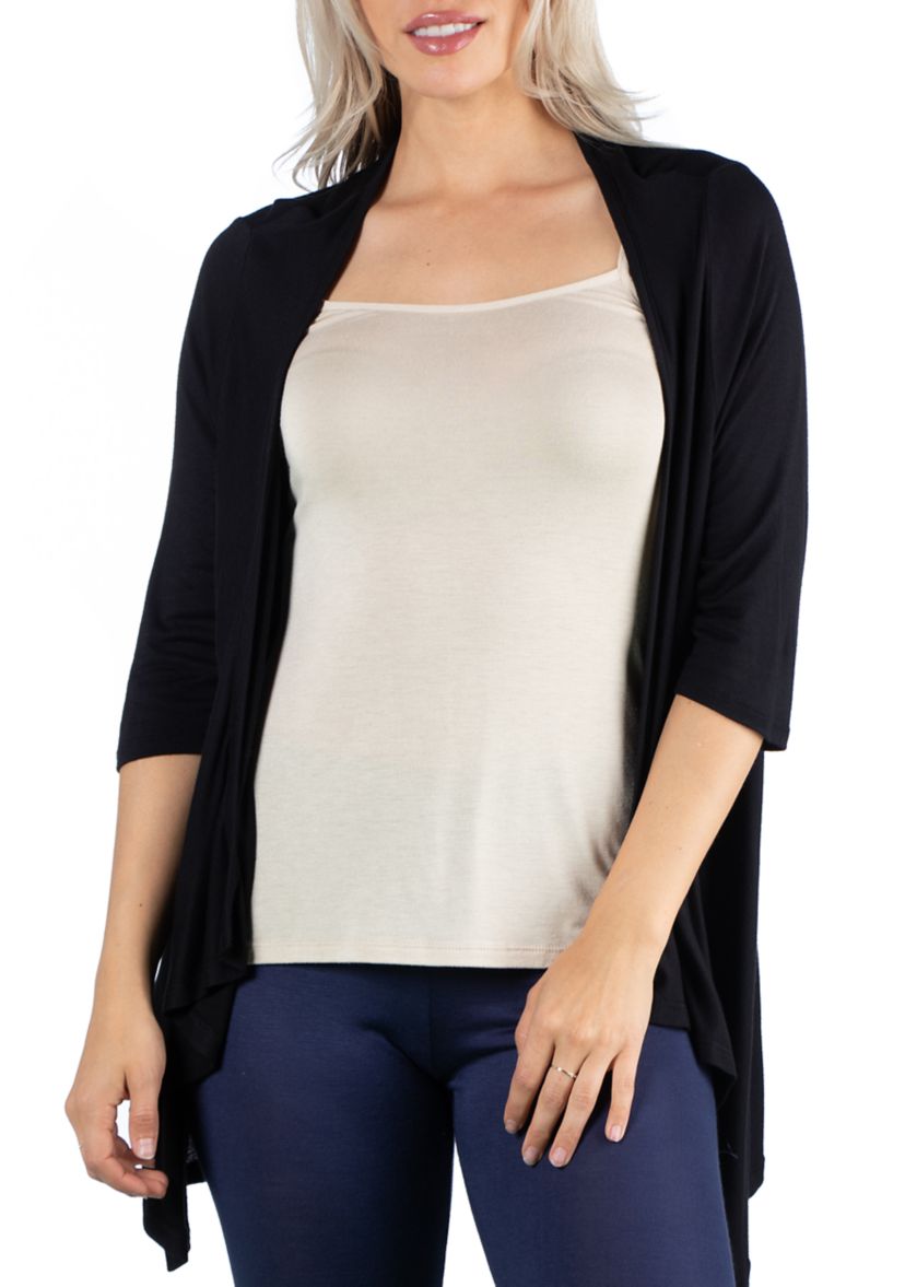 Womens Elbow Length Sleeve Open Cardigan