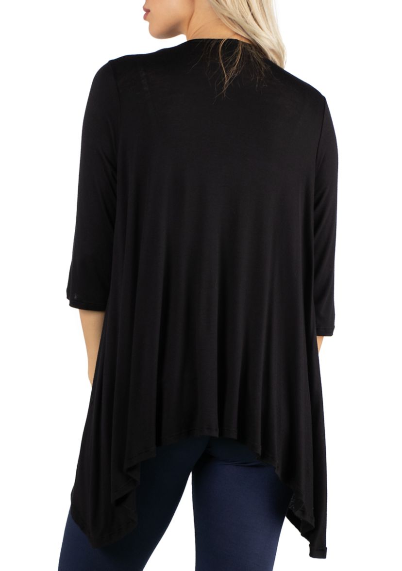 Womens Elbow Length Sleeve Open Cardigan